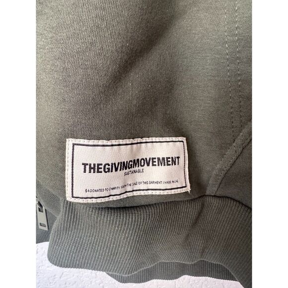 TheGivingMovement Mens Olive Green Los Angeles Zip Up Hoodies Sweatshirt M/L - Picture 3 of 11